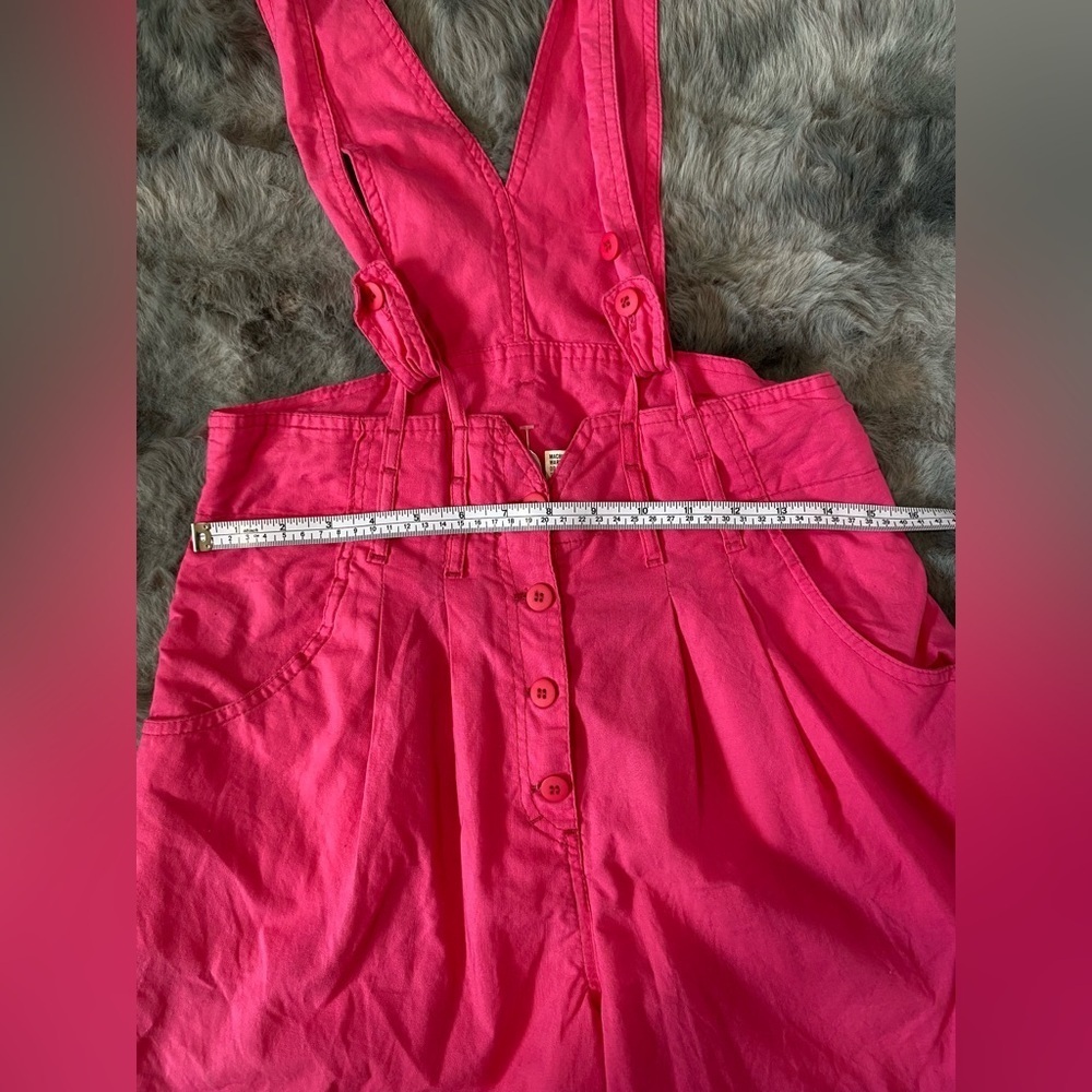 Vibrant Pink Button-Up Overalls - Picture 4 of 9